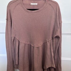 We The Free Dusty Rose Waffle Knit Blouse